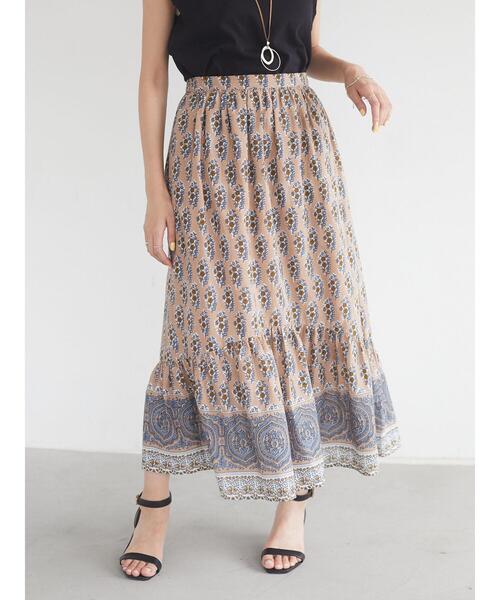 CRAFT STANDARD BOUTIQUE(クラフトスタンダードブティック)の「インドコットン マーメード切り替えスカート *◇(スカート・レディース・ベージュ/グレー・FREE)」の19枚目の写真