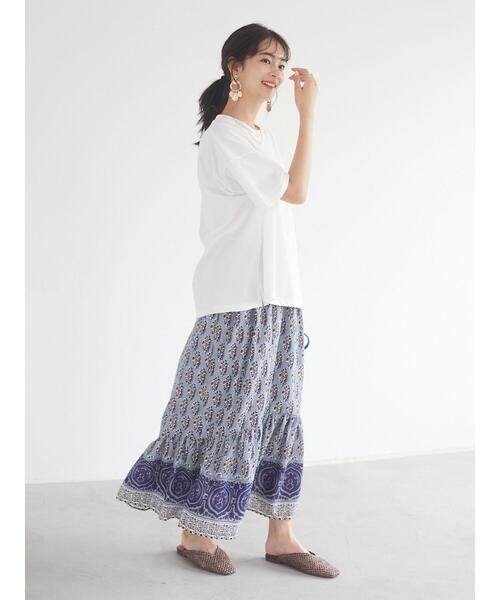 CRAFT STANDARD BOUTIQUE(クラフトスタンダードブティック)の「インドコットン マーメード切り替えスカート *◇(スカート・レディース・ベージュ/グレー・FREE)」の21枚目の写真