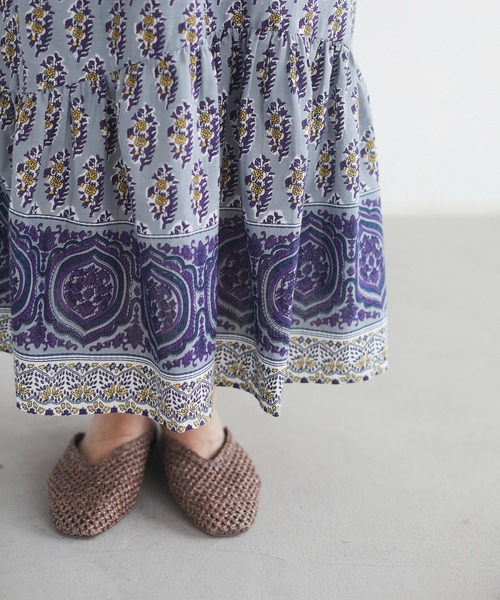 CRAFT STANDARD BOUTIQUE(クラフトスタンダードブティック)の「インドコットン マーメード切り替えスカート *◇(スカート・レディース・ベージュ/グレー・FREE)」の7枚目の写真