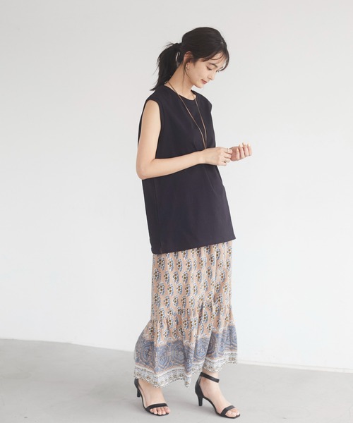CRAFT STANDARD BOUTIQUE(クラフトスタンダードブティック)の「インドコットン マーメード切り替えスカート *◇(スカート・レディース・ベージュ/グレー・FREE)」の9枚目の写真