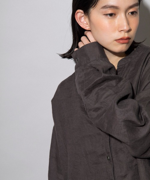 Munich(ミューニック)の「Munich(ミューニック)フレンチリネンキャンバス シャツアウター /MN212T01(シャツ/ブラウス・レディース・ホワイト/ブラック/ダークグレー・FREE)」の8枚目の写真