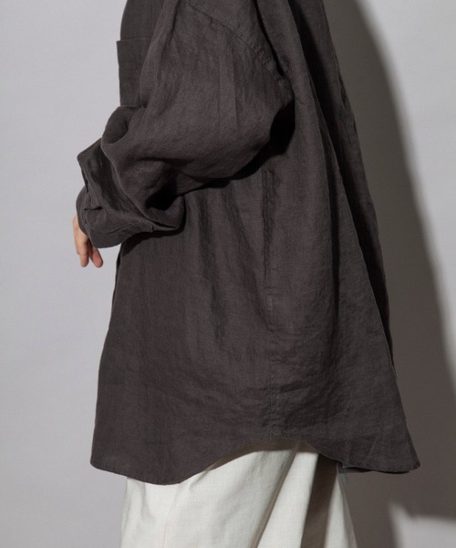 Munich(ミューニック)の「Munich(ミューニック)フレンチリネンキャンバス シャツアウター /MN212T01(シャツ/ブラウス・レディース・ホワイト/ブラック/ダークグレー・FREE)」の9枚目の写真