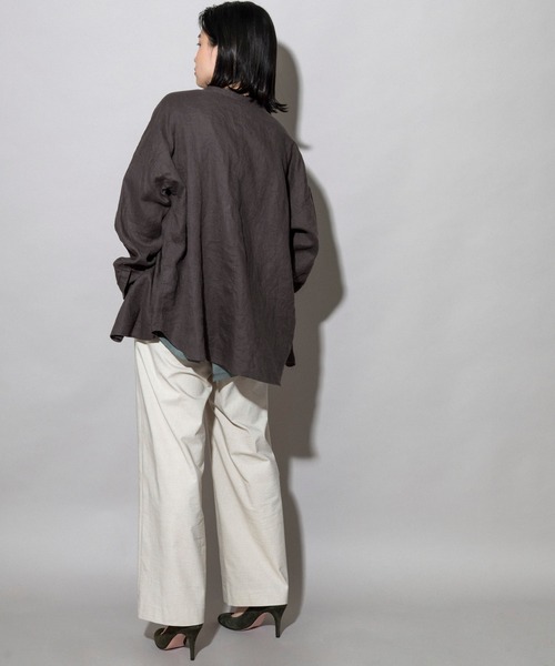 Munich(ミューニック)の「Munich(ミューニック)フレンチリネンキャンバス シャツアウター /MN212T01(シャツ/ブラウス・レディース・ホワイト/ブラック/ダークグレー・FREE)」の12枚目の写真