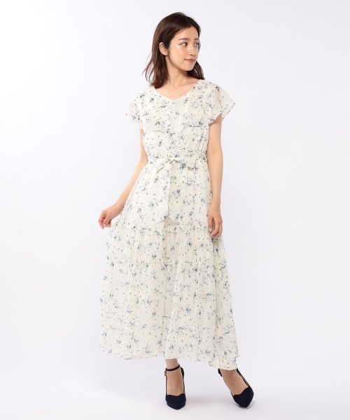 MISCH MASCH（ミッシュマッシュ）の「ラッフル衿小花柄ワンピース（ワンピース・レディース・ホワイト/ネイビー・MEDIUM）」の10枚目の写真