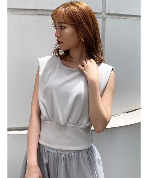 dazzlin（ダズリン）の「ダンボールカットコンパクトトップス（Tシャツ/カットソー・レディース・ブラウン/グレー/オフホワイト・FREE）」の3枚目の写真