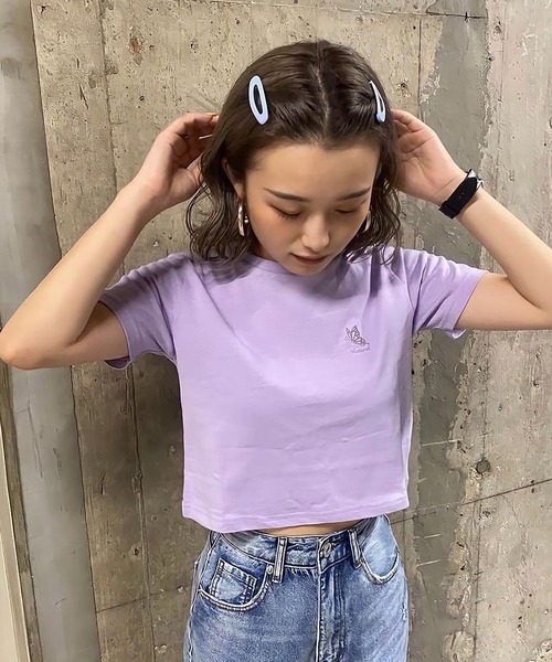 one way（ワンウェイ）の「【oneway Jeans】バタフライTシャツ（Tシャツ/カットソー・レディース・ホワイト/ブラック/ダークグリーン/パープル/ダークパープル/ホワイト系その他/ライトブルー・FREE）」の6枚目の写真