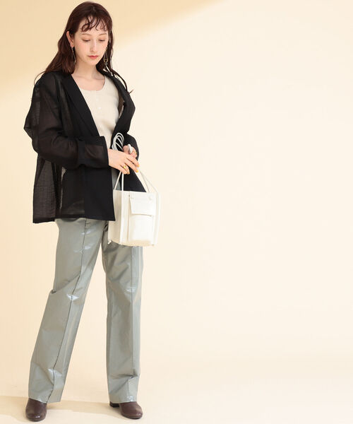 Ray BEAMS（レイビームス）の「Ray BEAMS / オーガンジー 2ボタン ダブルジャケット（テーラードジャケット・レディース・ブラック/ブラウン系その他・1/0）」の9枚目の写真