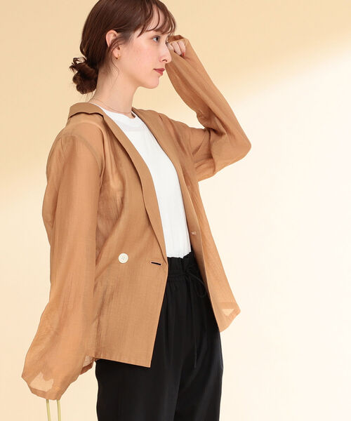 Ray BEAMS（レイビームス）の「Ray BEAMS / オーガンジー 2ボタン ダブルジャケット（テーラードジャケット・レディース・ブラック/ブラウン系その他・1/0）」の16枚目の写真