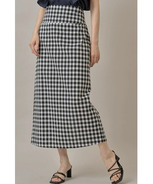 &. NOSTALGIA（アンドドットノスタルジア）の「リネンギンガムチェックスカート（スカート・レディース・ブラック/ネイビー・FREE）」の2枚目の写真