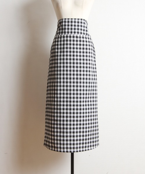 &. NOSTALGIA（アンドドットノスタルジア）の「リネンギンガムチェックスカート（スカート・レディース・ブラック/ネイビー・FREE）」の3枚目の写真