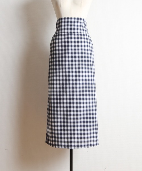 &. NOSTALGIA（アンドドットノスタルジア）の「リネンギンガムチェックスカート（スカート・レディース・ブラック/ネイビー・FREE）」の7枚目の写真