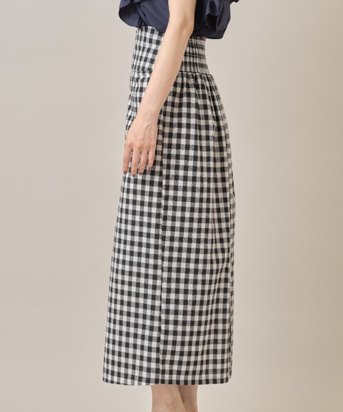 &. NOSTALGIA（アンドドットノスタルジア）の「リネンギンガムチェックスカート（スカート・レディース・ブラック/ネイビー・FREE）」の15枚目の写真