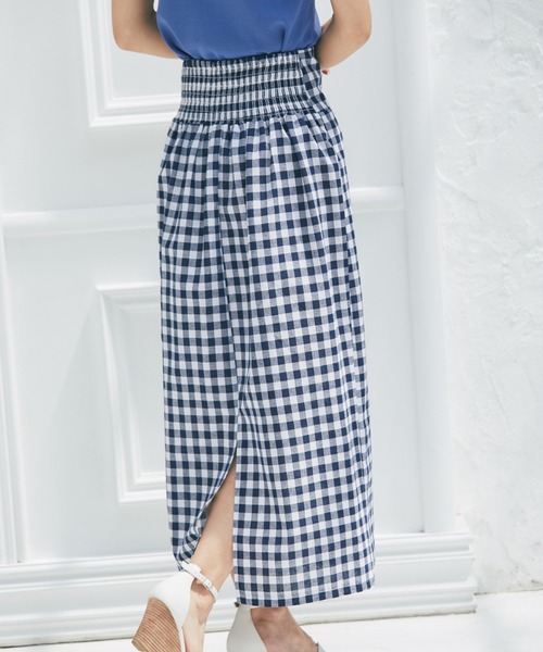 &. NOSTALGIA（アンドドットノスタルジア）の「リネンギンガムチェックスカート（スカート・レディース・ブラック/ネイビー・FREE）」の11枚目の写真