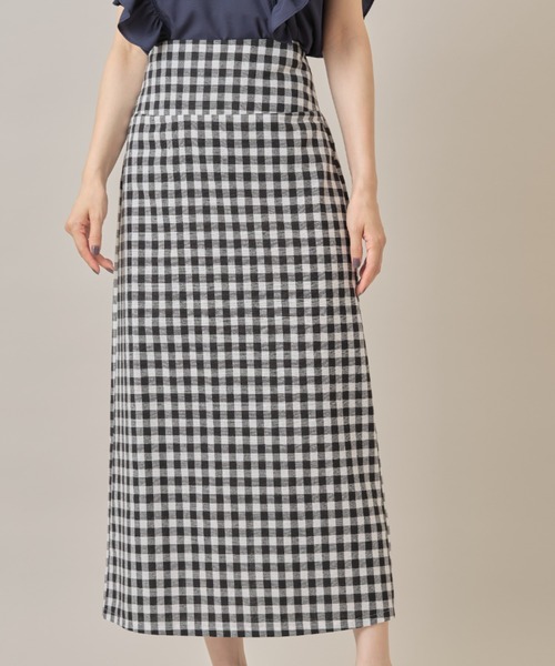 &. NOSTALGIA（アンドドットノスタルジア）の「リネンギンガムチェックスカート（スカート・レディース・ブラック/ネイビー・FREE）」の5枚目の写真