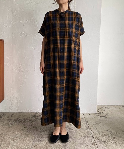 CAPRICIEUX LE'MAGE（カプリシューレマージュ）の「チェックデニムシャツワンピース（ワンピース・レディース・ブラック/ブラウン・FREE）」の3枚目の写真