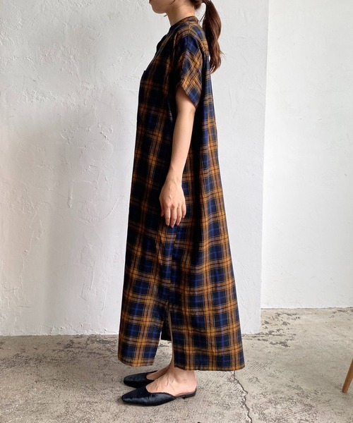 CAPRICIEUX LE'MAGE（カプリシューレマージュ）の「チェックデニムシャツワンピース（ワンピース・レディース・ブラック/ブラウン・FREE）」の5枚目の写真