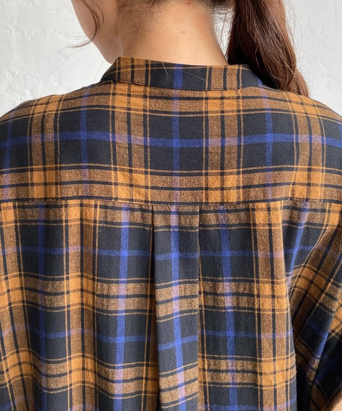 CAPRICIEUX LE'MAGE（カプリシューレマージュ）の「チェックデニムシャツワンピース（ワンピース・レディース・ブラック/ブラウン・FREE）」の6枚目の写真