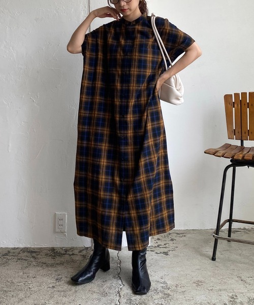 CAPRICIEUX LE'MAGE（カプリシューレマージュ）の「チェックデニムシャツワンピース（ワンピース・レディース・ブラック/ブラウン・FREE）」の22枚目の写真