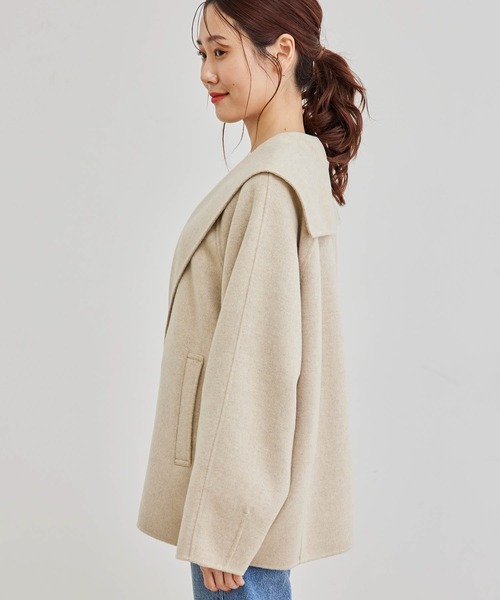 ROPE' PICNIC（ロペピクニック）の「セーラーカラーショートコート（その他アウター・レディース・ベージュ/ネイビー/ライトグリーン・38）」の4枚目の写真