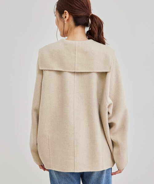 ROPE' PICNIC（ロペピクニック）の「セーラーカラーショートコート（その他アウター・レディース・ベージュ/ネイビー/ライトグリーン・38）」の5枚目の写真