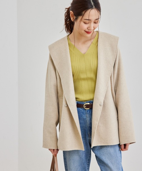 ROPE' PICNIC（ロペピクニック）の「セーラーカラーショートコート（その他アウター・レディース・ベージュ/ネイビー/ライトグリーン・38）」の16枚目の写真