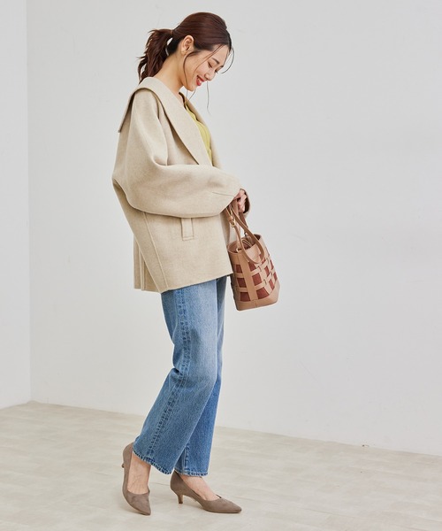 ROPE' PICNIC（ロペピクニック）の「セーラーカラーショートコート（その他アウター・レディース・ベージュ/ネイビー/ライトグリーン・38）」の17枚目の写真