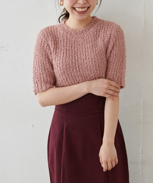 natural couture（ナチュラルクチュール）の「もしゃもしゃおしゃれニット（ニット/セーター・レディース・オフホワイト/ピンク/レンガ・FREE）」の2枚目の写真