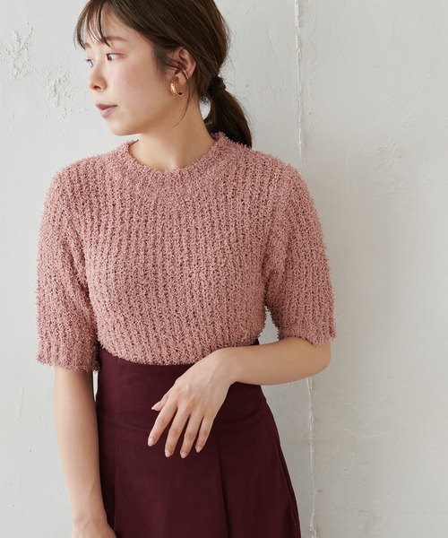 natural couture（ナチュラルクチュール）の「もしゃもしゃおしゃれニット（ニット/セーター・レディース・オフホワイト/ピンク/レンガ・FREE）」の5枚目の写真