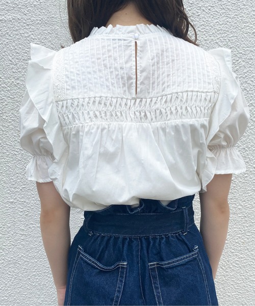 OLIVE des OLIVE（オリーブデオリーブ）の「儚げgirlピンタックプチハイブラウス（シャツ/ブラウス・レディース・オフホワイト/ブラック/グレイッシュベージュ・FREE）」の6枚目の写真