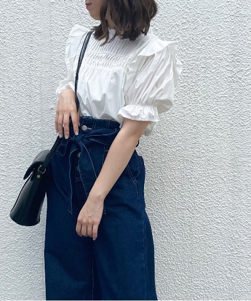 OLIVE des OLIVE（オリーブデオリーブ）の「儚げgirlピンタックプチハイブラウス（シャツ/ブラウス・レディース・オフホワイト/ブラック/グレイッシュベージュ・FREE）」の7枚目の写真