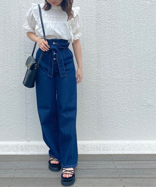 OLIVE des OLIVE（オリーブデオリーブ）の「儚げgirlピンタックプチハイブラウス（シャツ/ブラウス・レディース・オフホワイト/ブラック/グレイッシュベージュ・FREE）」の9枚目の写真