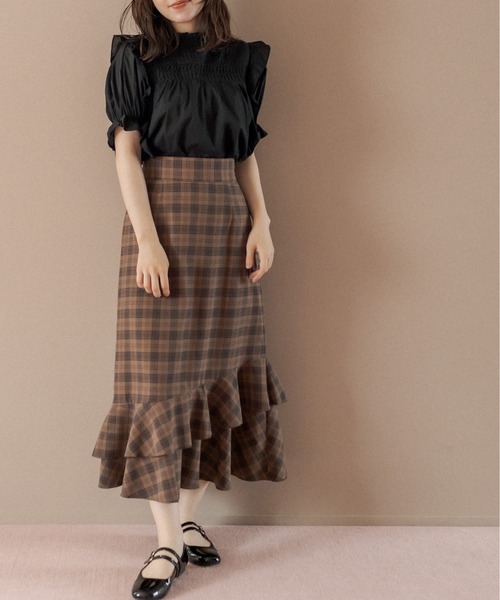 OLIVE des OLIVE（オリーブデオリーブ）の「儚げgirlピンタックプチハイブラウス（シャツ/ブラウス・レディース・オフホワイト/ブラック/グレイッシュベージュ・FREE）」の16枚目の写真