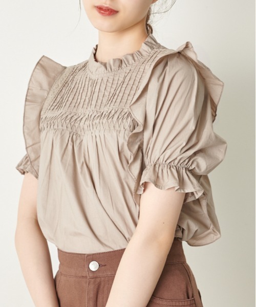 OLIVE des OLIVE（オリーブデオリーブ）の「儚げgirlピンタックプチハイブラウス（シャツ/ブラウス・レディース・オフホワイト/ブラック/グレイッシュベージュ・FREE）」の17枚目の写真