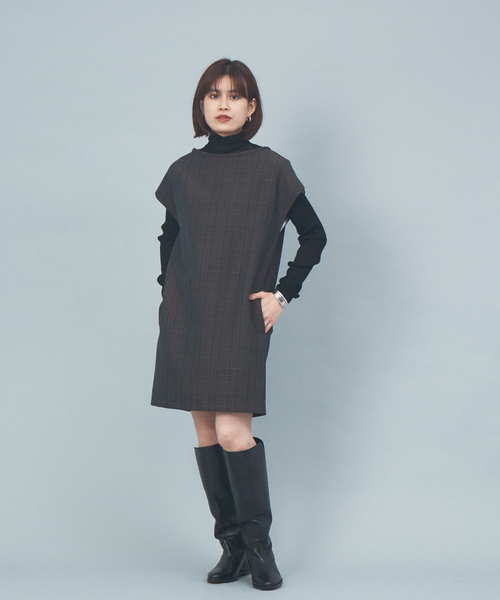 Rouge vif（ルージュヴィフ）の「チェックミニワンピース（ワンピース・レディース・ブラウン・フリー）」の10枚目の写真