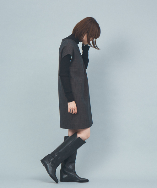 Rouge vif（ルージュヴィフ）の「チェックミニワンピース（ワンピース・レディース・ブラウン・フリー）」の2枚目の写真