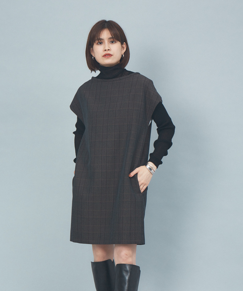 Rouge vif（ルージュヴィフ）の「チェックミニワンピース（ワンピース・レディース・ブラウン・フリー）」の4枚目の写真