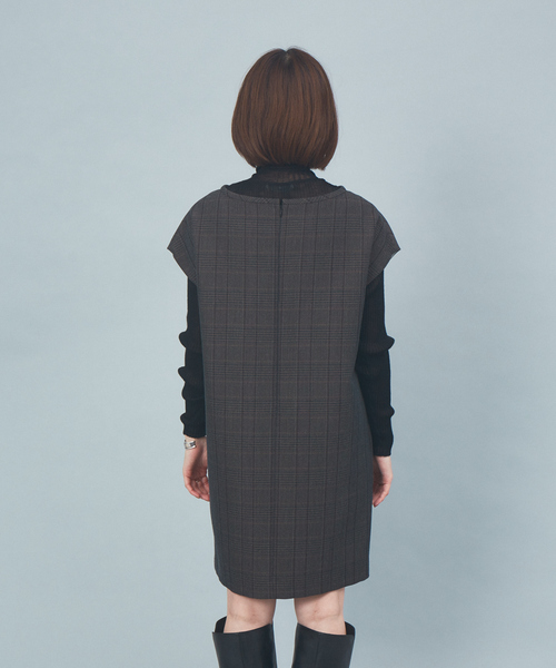 Rouge vif（ルージュヴィフ）の「チェックミニワンピース（ワンピース・レディース・ブラウン・フリー）」の5枚目の写真