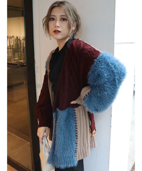 MURUA（ムルーア）の「ミクスチャーカシュクールニット（カーディガン/ボレロ・レディース・アイボリー/ブラック/その他1・FREE）」の3枚目の写真