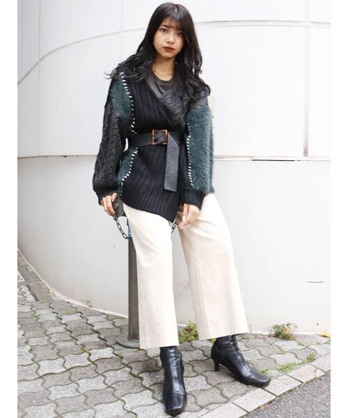 MURUA（ムルーア）の「ミクスチャーカシュクールニット（カーディガン/ボレロ・レディース・アイボリー/ブラック/その他1・FREE）」の6枚目の写真