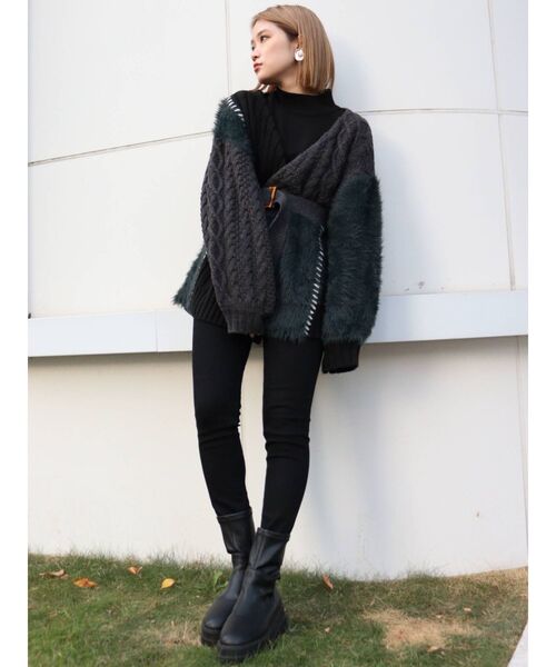 MURUA（ムルーア）の「ミクスチャーカシュクールニット（カーディガン/ボレロ・レディース・アイボリー/ブラック/その他1・FREE）」の13枚目の写真