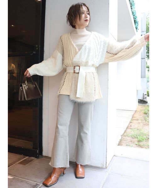 MURUA（ムルーア）の「ミクスチャーカシュクールニット（カーディガン/ボレロ・レディース・アイボリー/ブラック/その他1・FREE）」の17枚目の写真