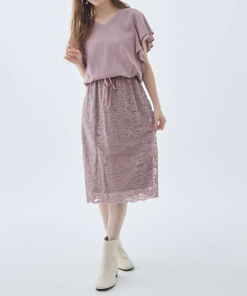 Fabulous Angela(ファビュラスアンジェラ)の「袖フレアレースドッキングワンピース(ワンピース・レディース・カーキ/ネイビー/ピンク・FREE)」の11枚目の写真