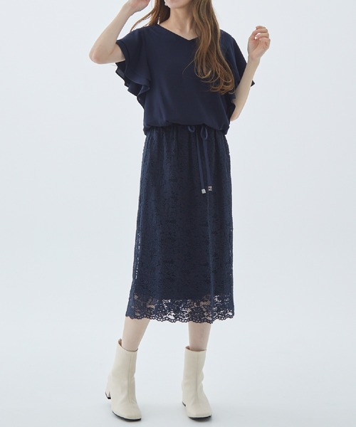 Fabulous Angela(ファビュラスアンジェラ)の「袖フレアレースドッキングワンピース(ワンピース・レディース・カーキ/ネイビー/ピンク・FREE)」の17枚目の写真