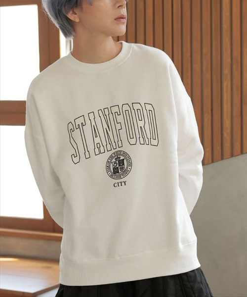 DONOBAN（ドノバン）の「STANFORDカレッジロゴルーズスウェット（スウェット・レディース・ホワイト/グリーン/ベージュ系その他・F）」の2枚目の写真