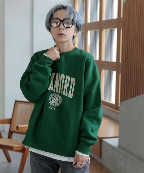 DONOBAN（ドノバン）の「STANFORDカレッジロゴルーズスウェット（スウェット・レディース・ホワイト/グリーン/ベージュ系その他・F）」の6枚目の写真