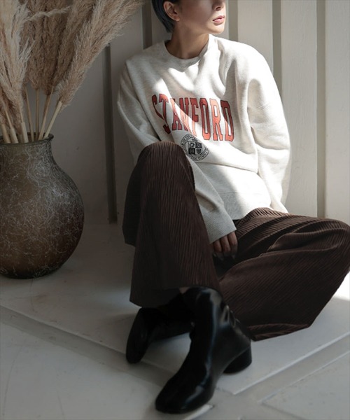 DONOBAN（ドノバン）の「STANFORDカレッジロゴルーズスウェット（スウェット・レディース・ホワイト/グリーン/ベージュ系その他・F）」の9枚目の写真