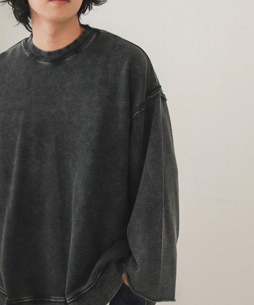 SENSE OF PLACE by URBAN RESEARCH（センスオブプレイスバイアーバンリサーチ）の「『UR TECH』エクストラルーズケミカルスウェット（スウェット・メンズ・ブラック/パープル/アイボリー・MEDIUM/LARGE）」の2枚目の写真