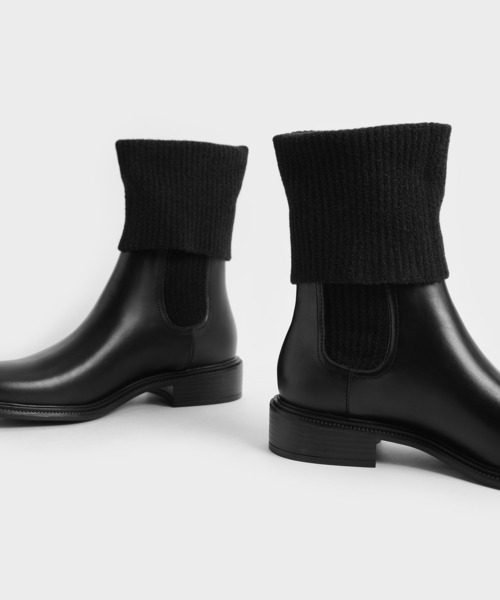 CHARLES & KEITH(チャールズ & キース)の「ニーハイ ニットソックスブーツ / Knee-High Knitted Sock Boots(ブーツ・レディース・ブラック/マルチ・22.5cm/23cm/23.5cm/24.5cm/25cm/25.5cm)」の12枚目の写真