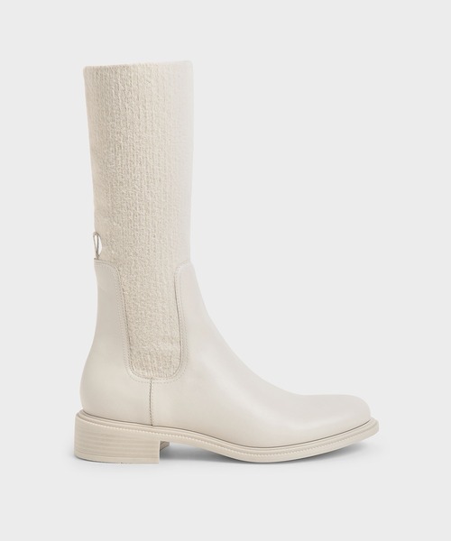 CHARLES & KEITH(チャールズ & キース)の「ニーハイ ニットソックスブーツ / Knee-High Knitted Sock Boots(ブーツ・レディース・ブラック/マルチ・22.5cm/23cm/23.5cm/24.5cm/25cm/25.5cm)」の5枚目の写真