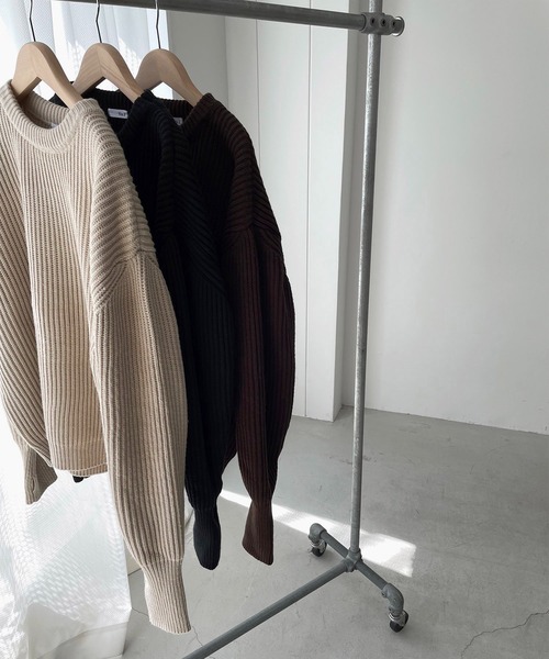 CANAL JEAN(キャナルジーン)の「via j(ヴィアジェイ) あぜオーバーサイズニット(ニット/セーター・レディース・ブラック/ベージュ/ブラウン・ONE SIZE)」の17枚目の写真